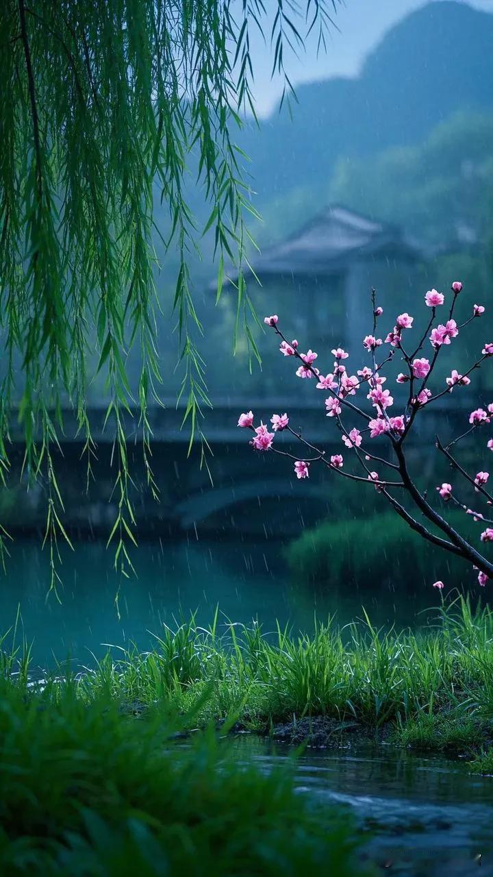 春日风景

春风轻拂绿柳梢，
细雨绵绵润新苗。
桃花含笑迎新客，
溪水潺潺绕小桥