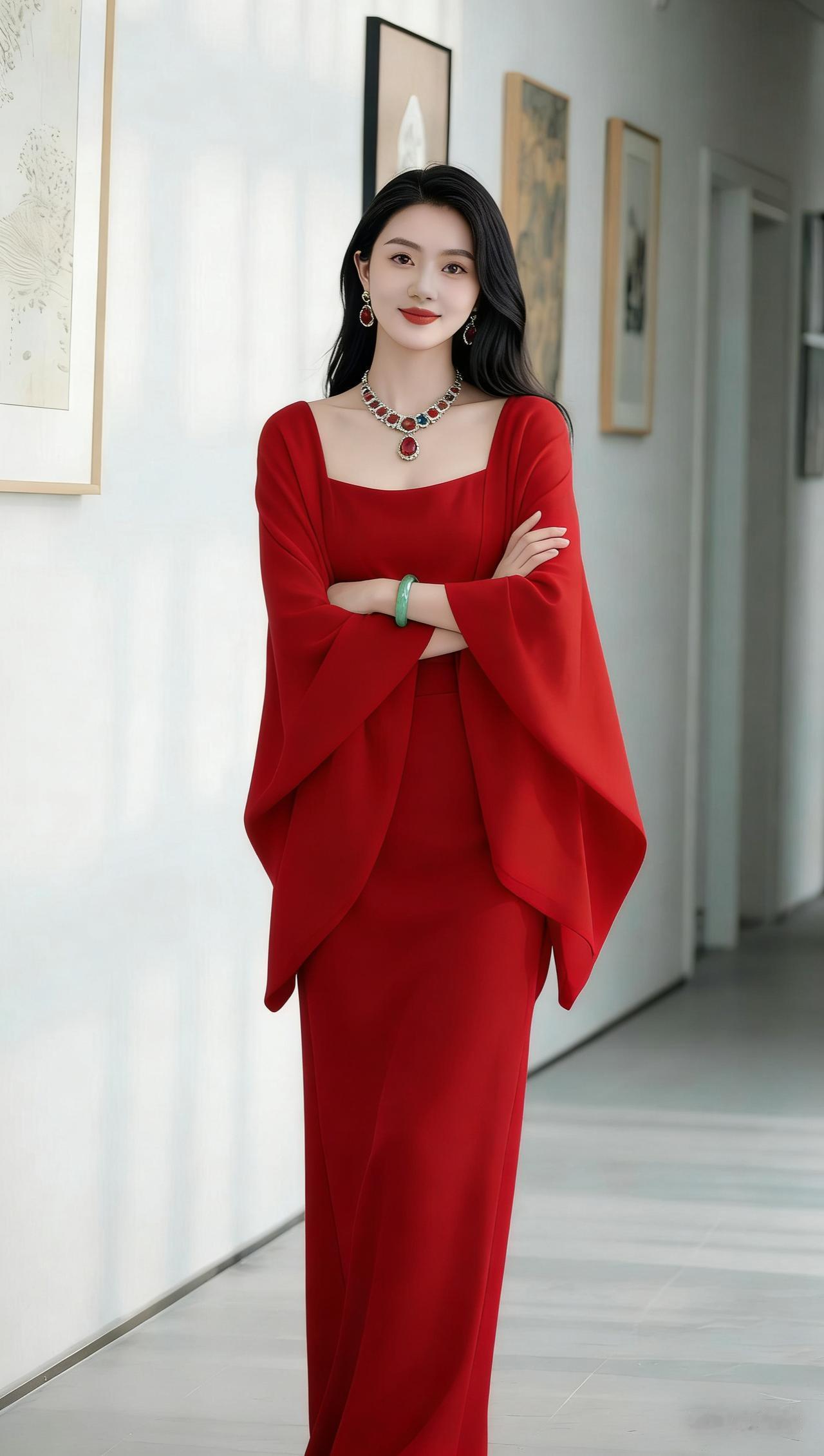 她是博物馆的观众，比馆展还要耀眼。