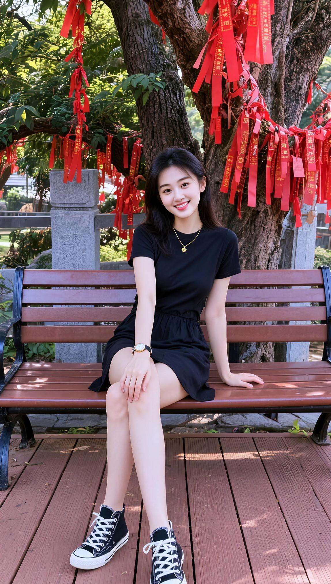 AI树荫下生活照 抖音ai创作 自信满满的女人 创意分享