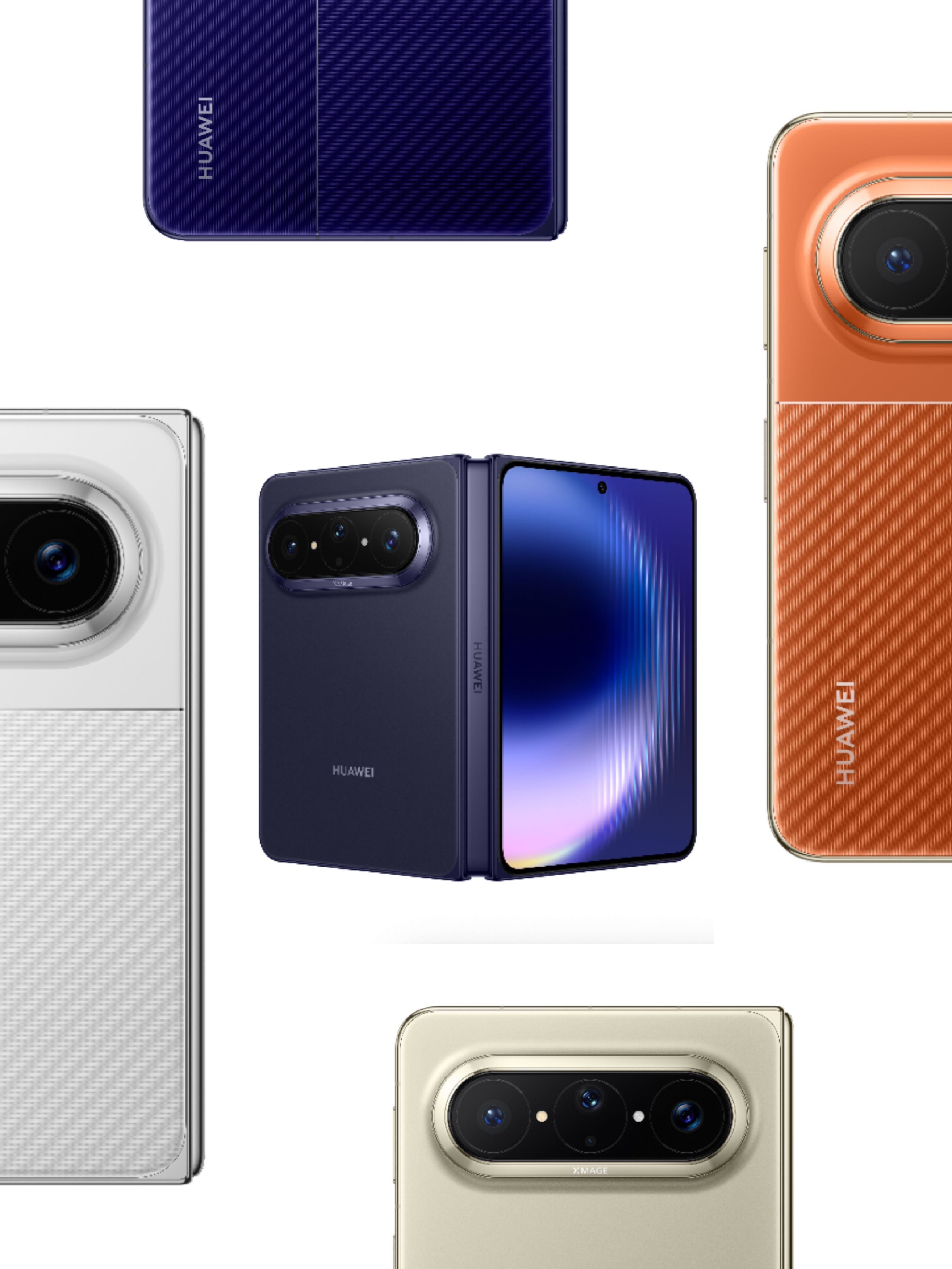 【#华为大阔折5款配色# 】刚刚，华为官方揭晓了华为Pura X Max五款配色