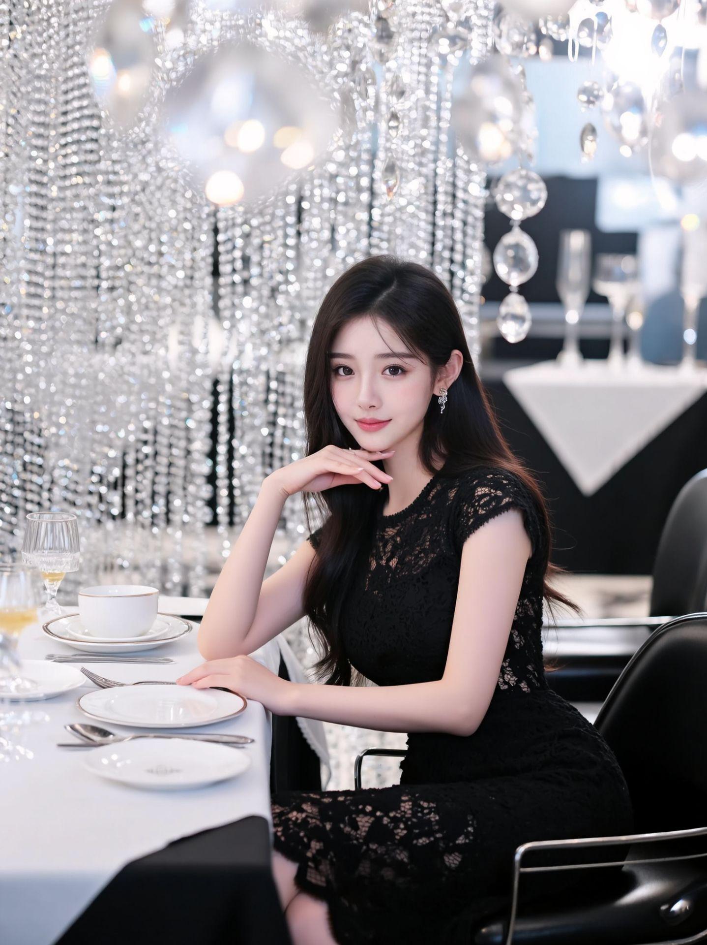 AI黑裙氛围感写真