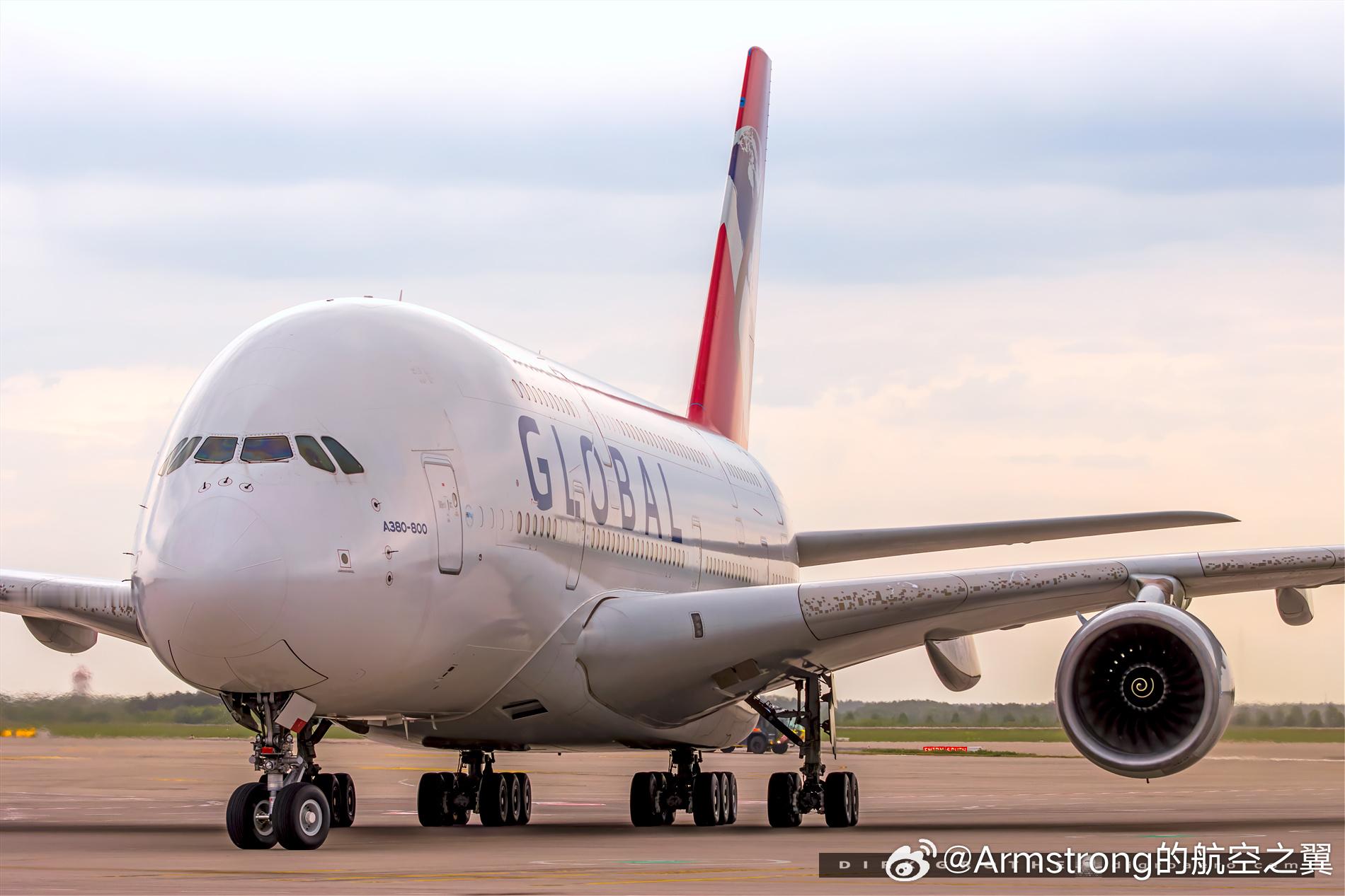 前南航B-6140 A380在全球航空即将开始首次运营飞行，5月15日从格拉斯哥