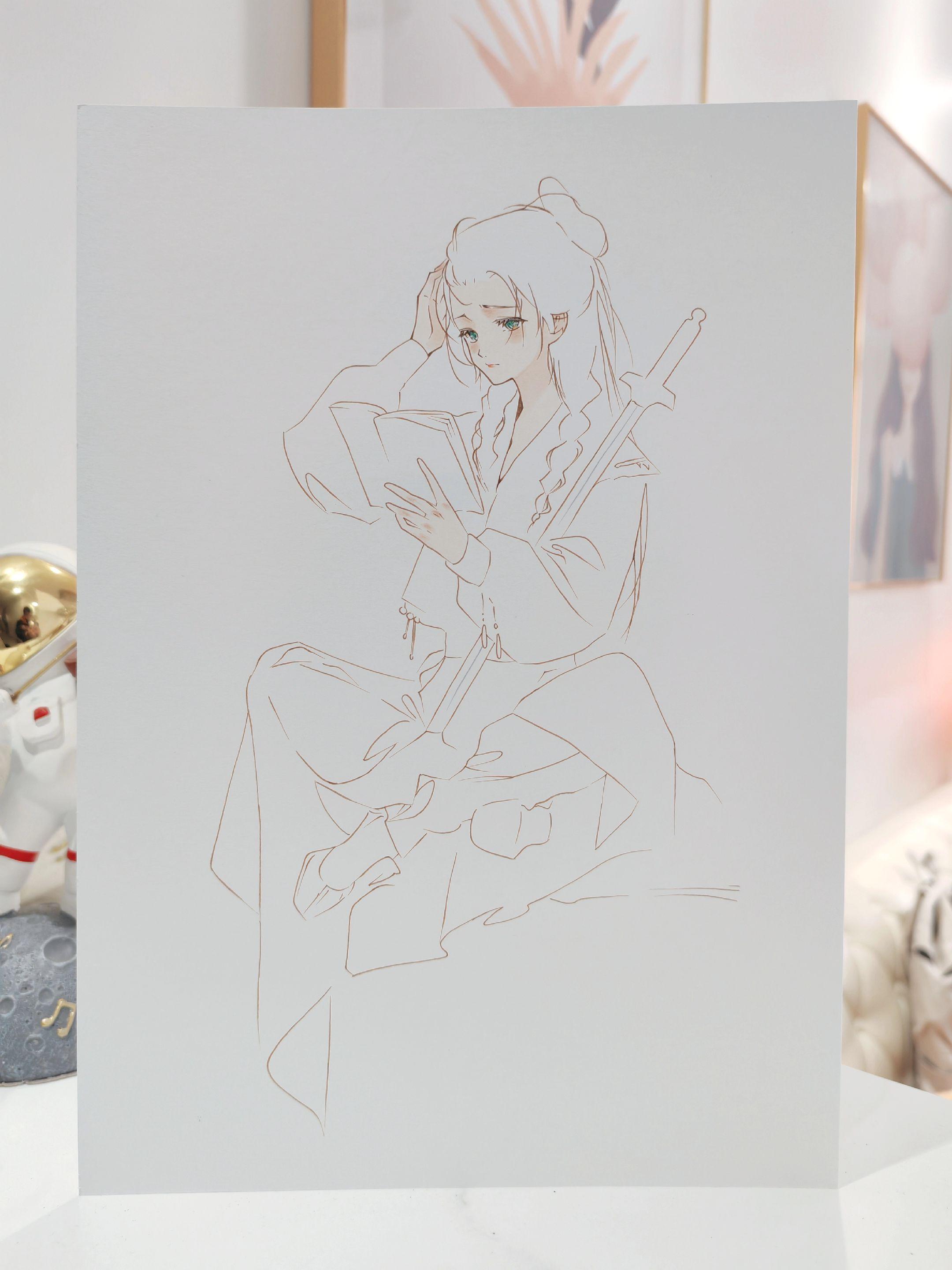 古风手绘过程图 。原画师是