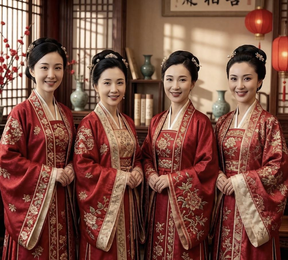 谁最美
 
姊妹四人一母生，
各自成家享安宁。
今日相聚比谁美，
欢声笑语乐融融