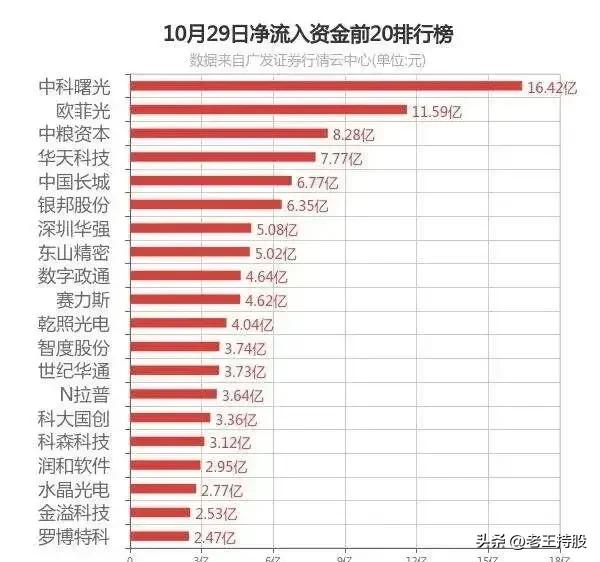 2024年10月29日，主力资金大幅流入，大幅流出的股票一览。