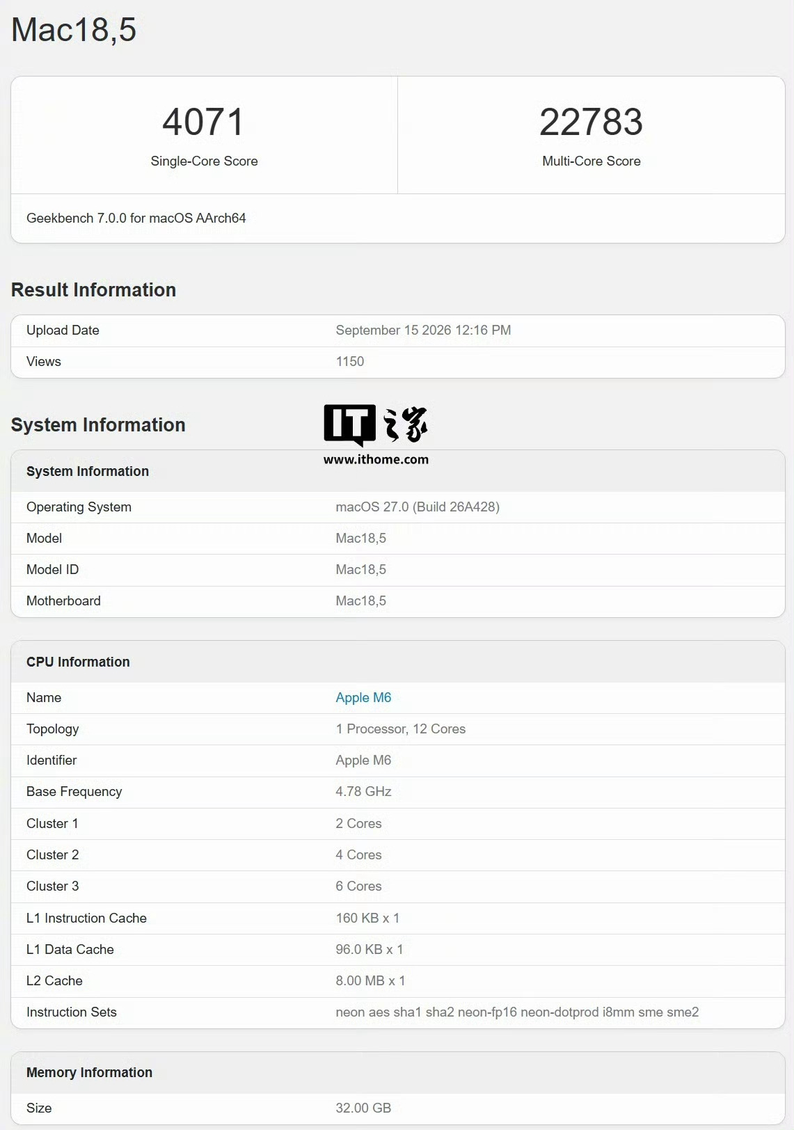 Geekbench 数据库流出 M6 版 Mac mini 跑分记录采用 2+4