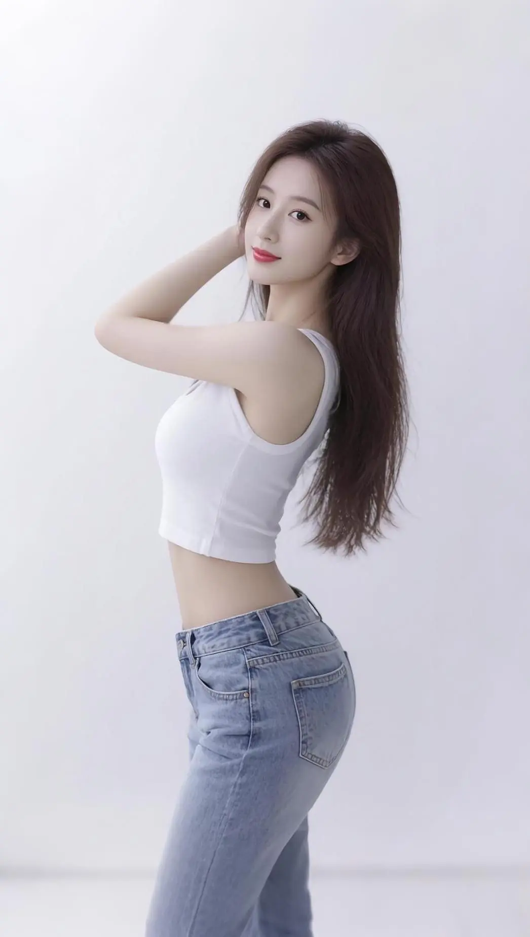 AI简约白背心写真 随变ai随便玩