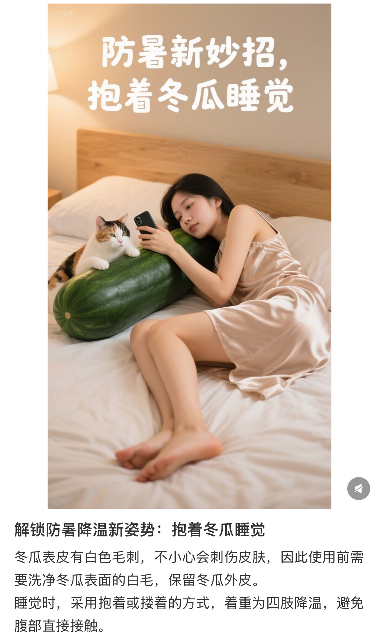 抱冬瓜睡觉的第一批受害者出现了真搞不懂为啥要抱冬瓜睡觉，我们这边冬瓜外皮带刺，光