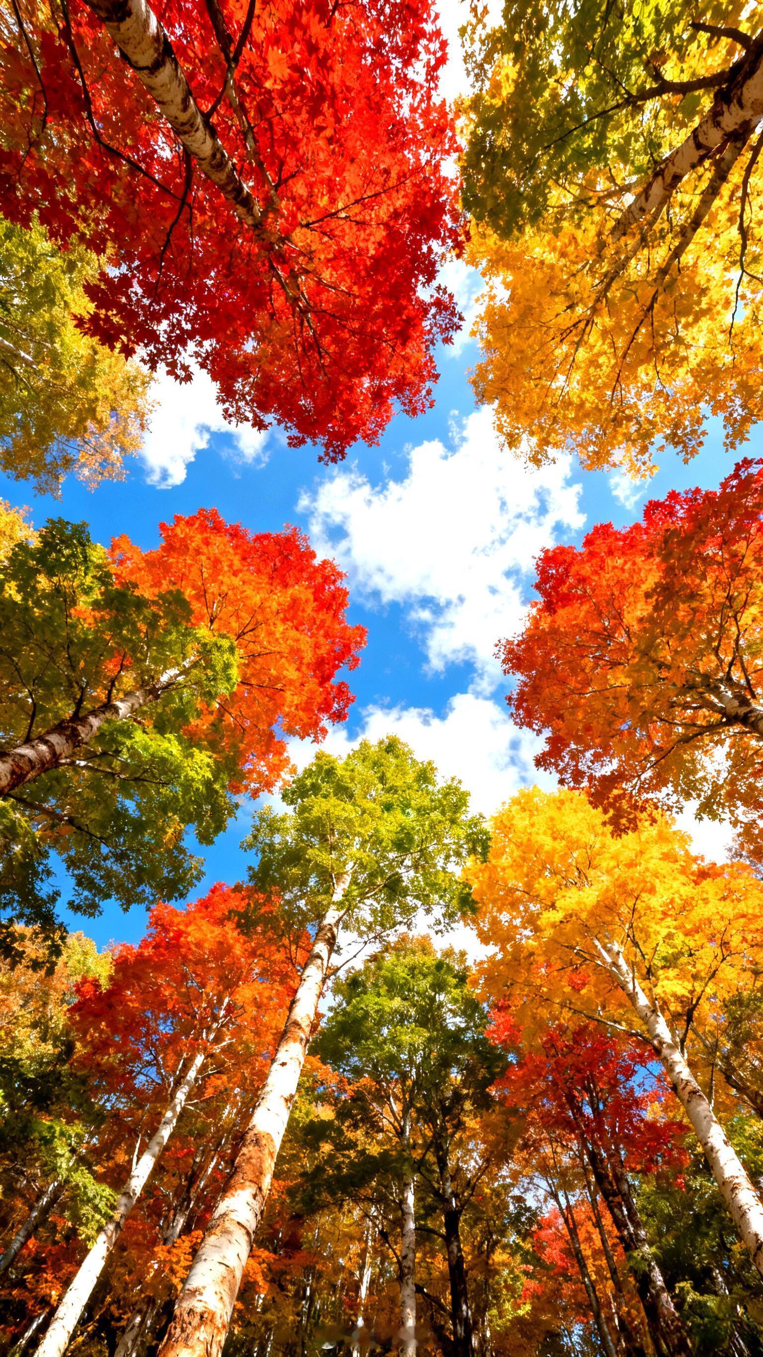 生活手记 在树林里一抬头，直接被这景色砸中了心巴红的像熟透的浆果、黄的像融化的芝