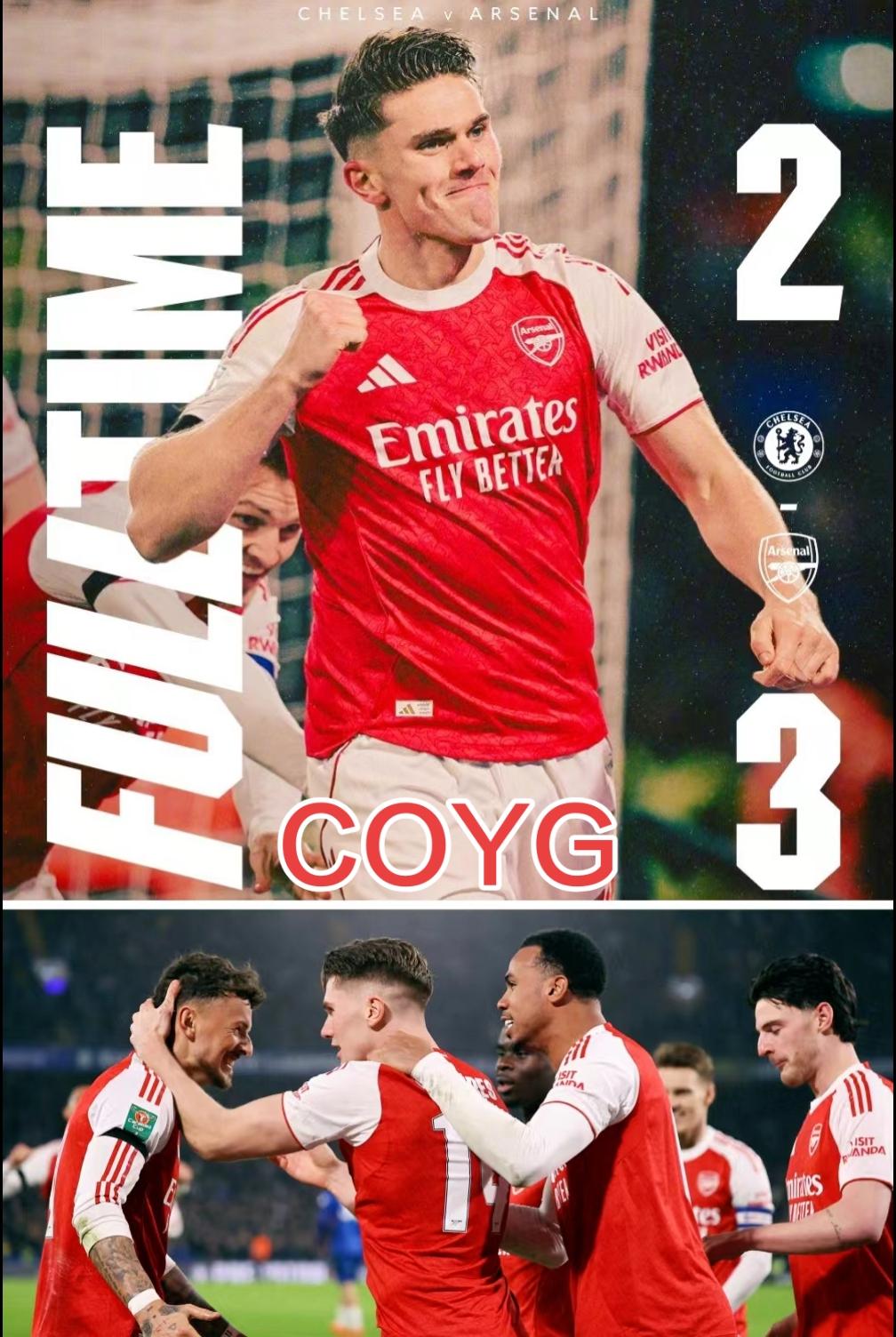 阿森纳客场拿下切尔西，两回合比赛占得先机。本怀特先拔头筹，约克雷斯1传1射，苏维