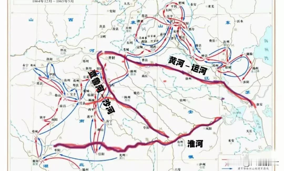 这个策略能剿匪吗？
关键词:运河、黄河、贾鲁河、淮河

一，‌曾国藩的河防之策‌