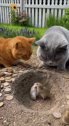 哈哈，这个视频有点意思！ 两个老鼠。在泥坑下面打架。打得你死我活的，两个猫竟然在