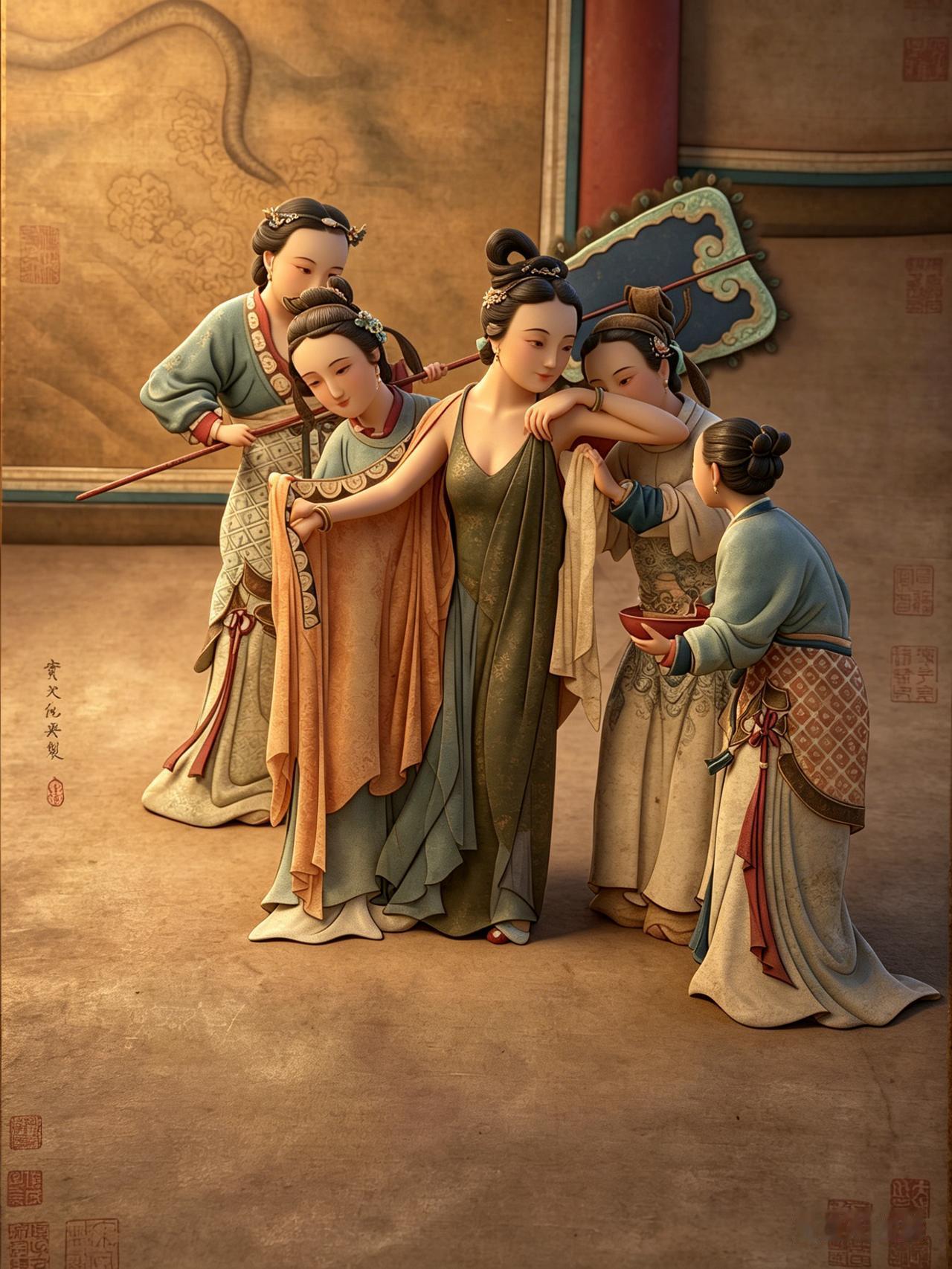 明 仇英《贵妃出浴图》：仇英画的贵妃出浴，根本不是你想的那样

没有撩拨，没有媚