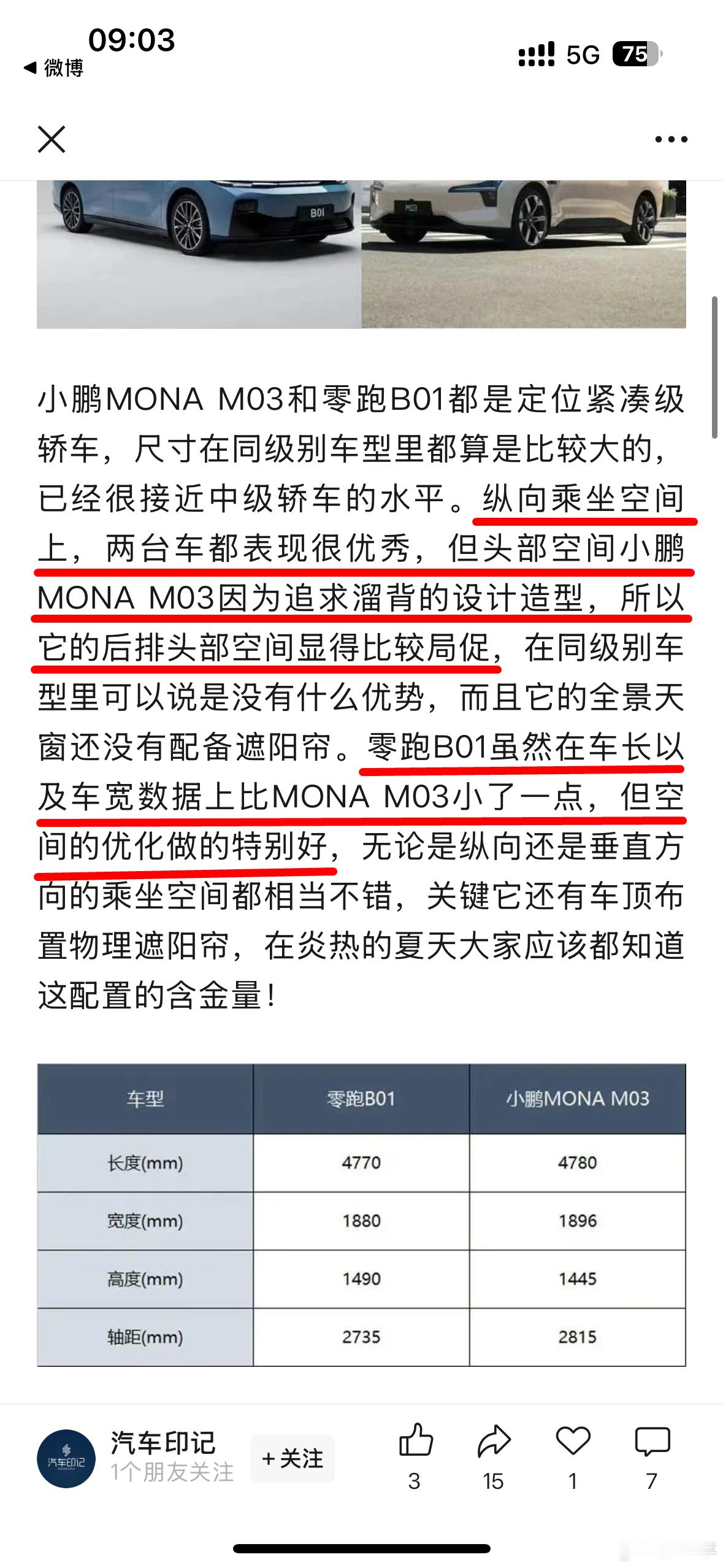 收到一个推文，零跑B01对比小鹏MONA，都是我感兴趣的车，就点进去看了看。看完