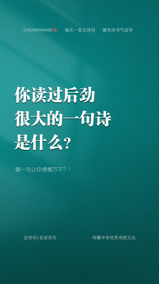 你读过后劲很大的一句诗是什么？
