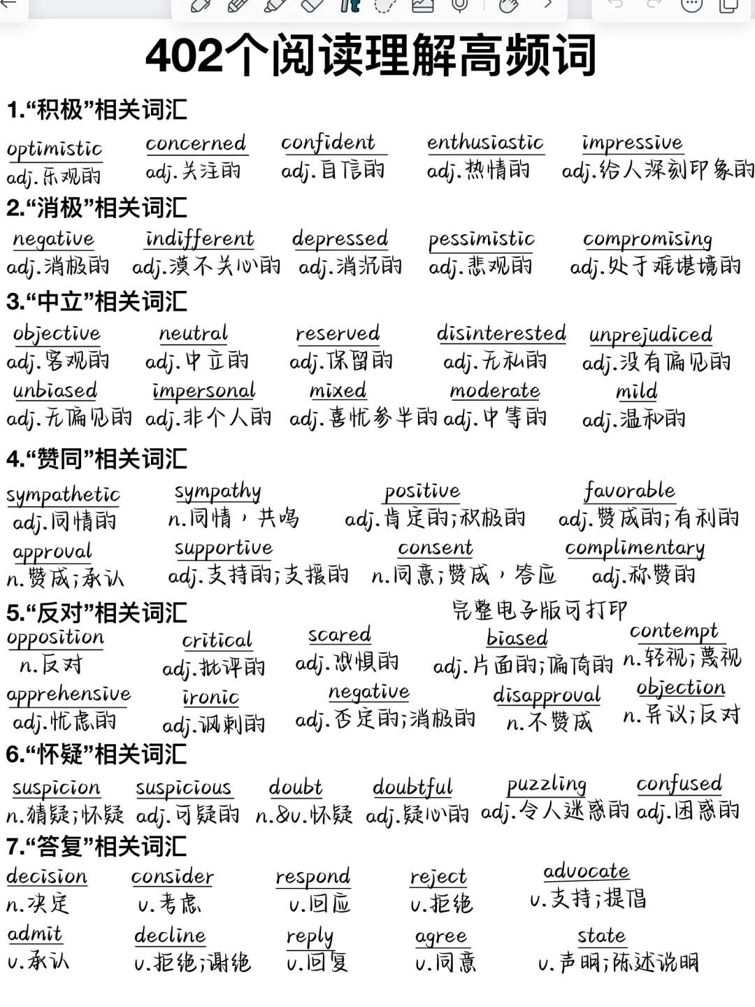 阅读理解次次冲满分！考前背会，直接选答案！
