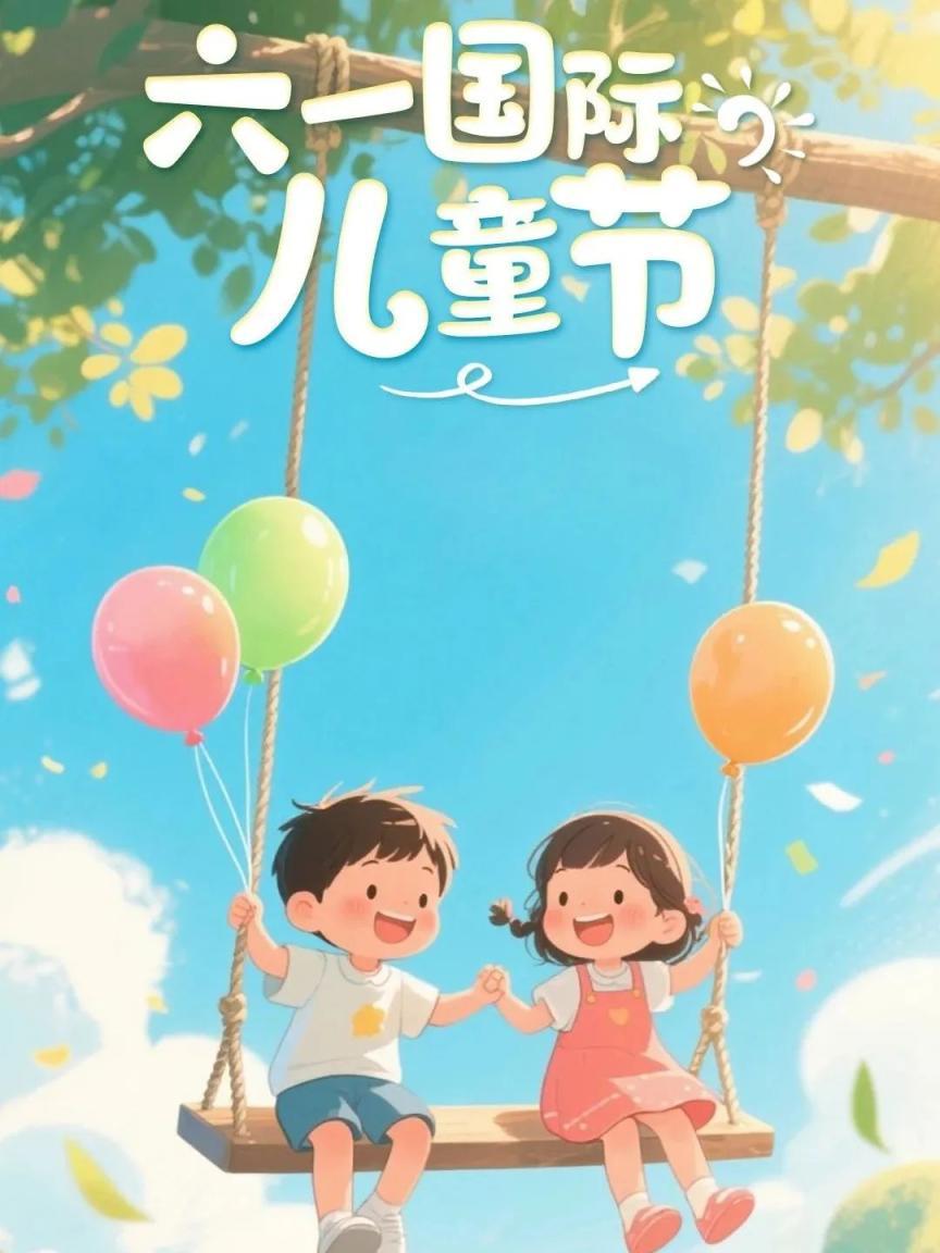 六一儿童节，童真不打烊！手牵手荡秋千，气球飞舞笑开颜，快乐时光永不停歇！