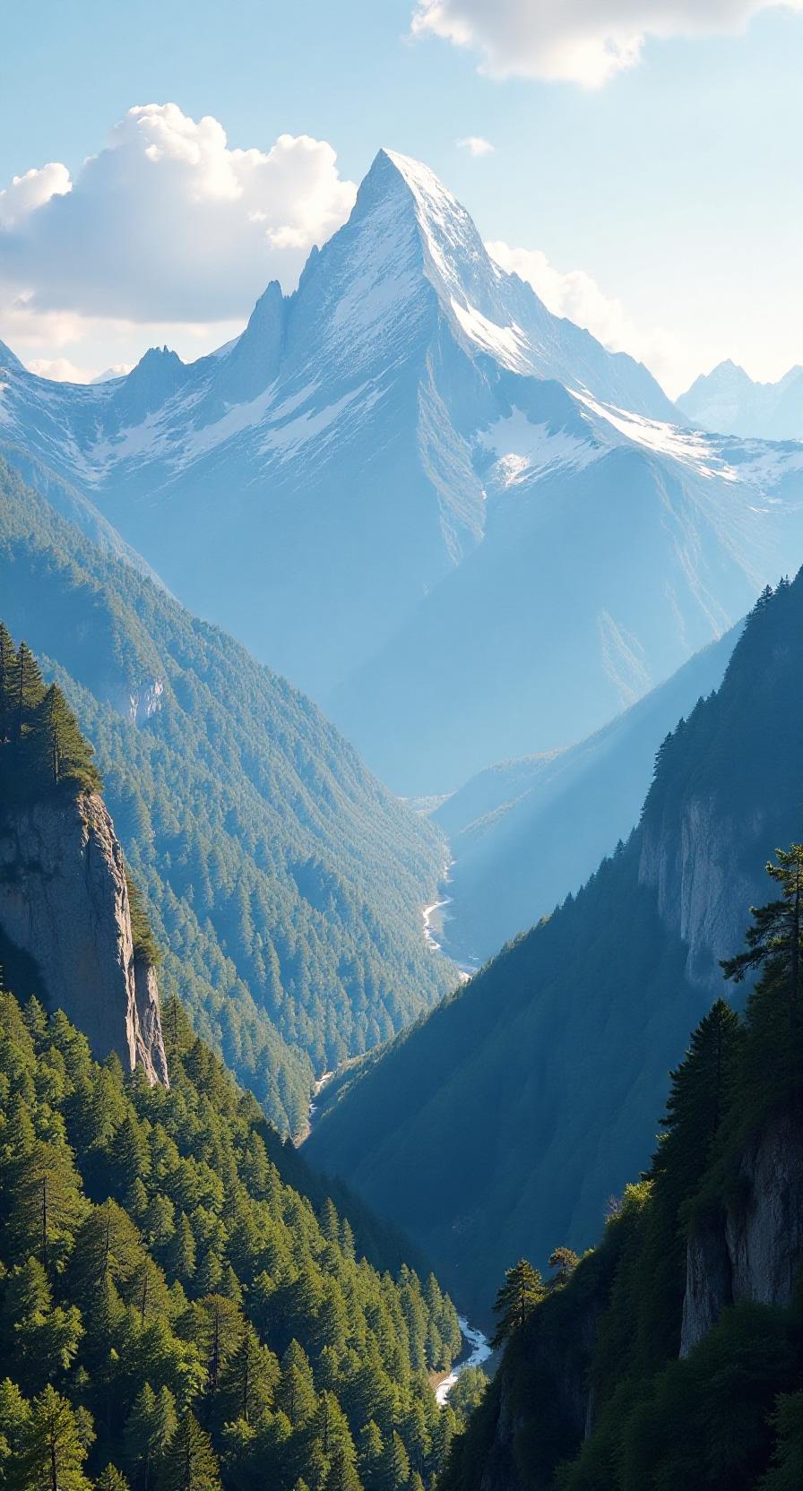 赏析：这幅对联的下联“万条绿水万重波”与上联“千尽高山千层雾”相映成趣。下联以“