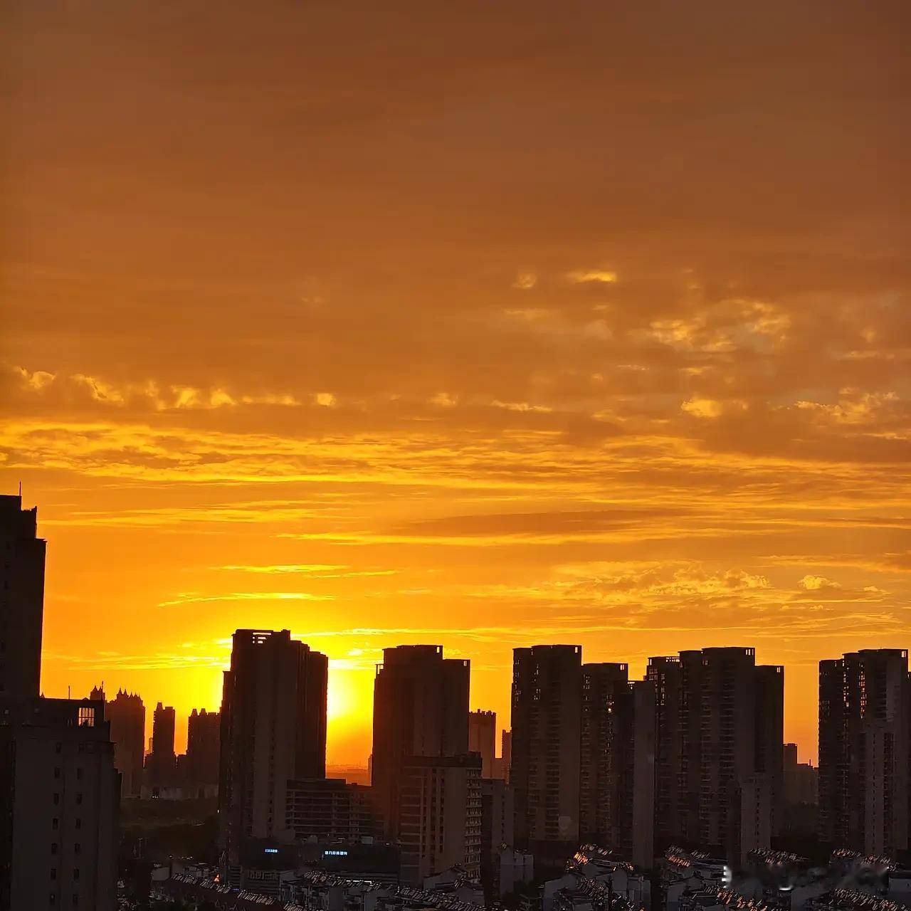 今天的晚霞格外好看，金灿灿的，风一吹看着特别舒服，满眼都是温柔的景色。