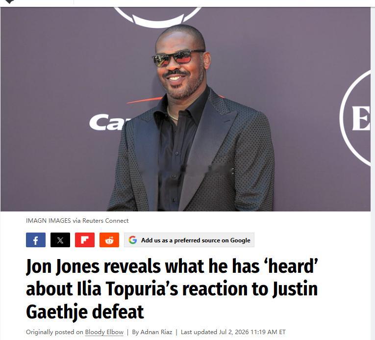 “骨头”乔恩·琼斯（Jon Jones）告诉“斗牛士”伊利亚·托普里亚（Ilia
