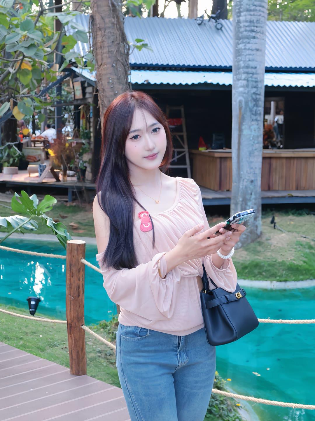 夏日清新穿搭，粉色上衣+牛仔裤，轻松惬意的一天🌞👗👖