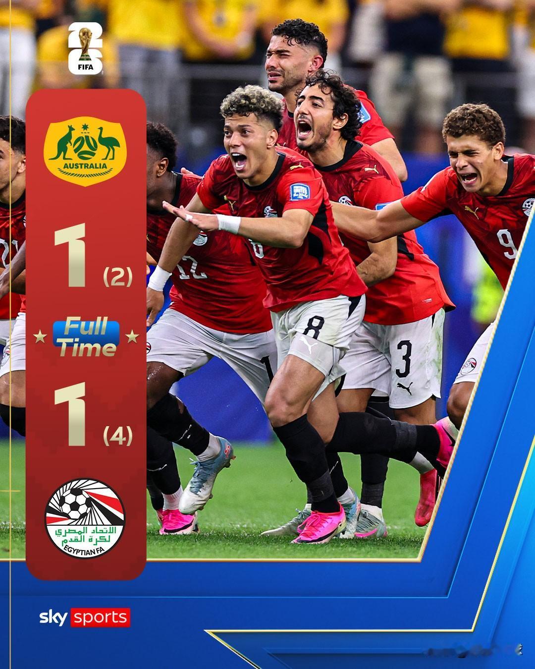 埃及1-1，然后点球大战4-2击败澳大利亚
首次打进世界杯16强。
亚洲球队全部