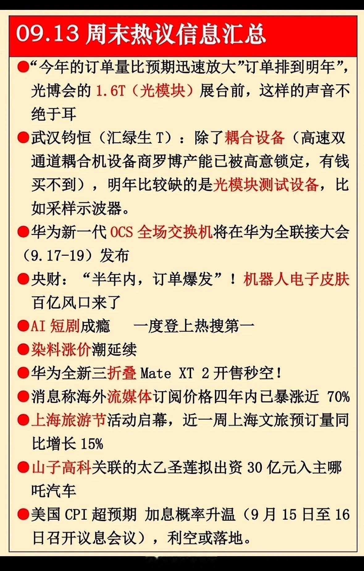 9月13日周末热点信息，科技和旅游齐飞。周末刷热点刷得我有种“左手摸得到未来，脚