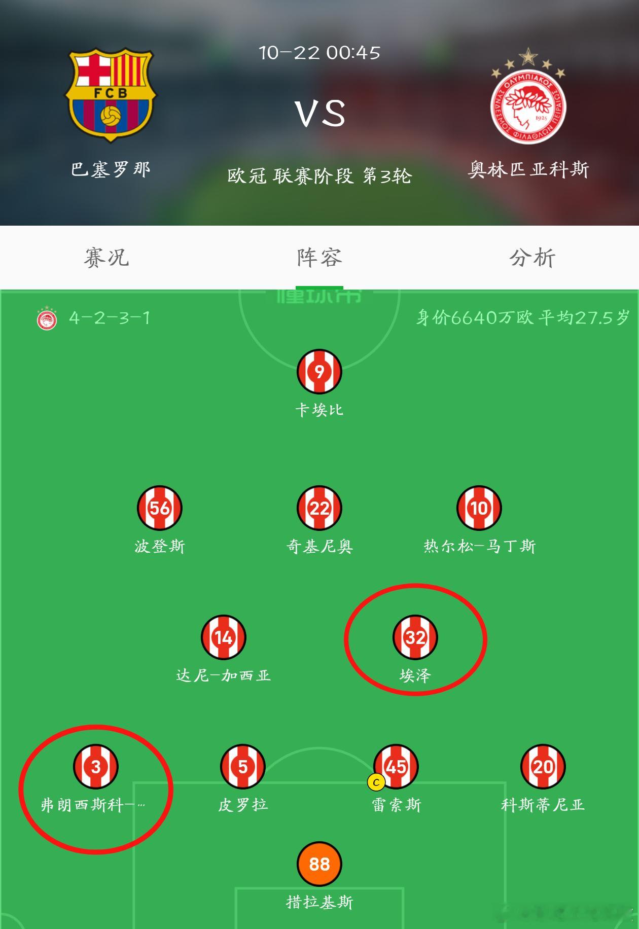 盯巴萨vs奥林匹亚科斯 的阿迷可以考察考察这两位[doge]，埃泽基本没啥用，看