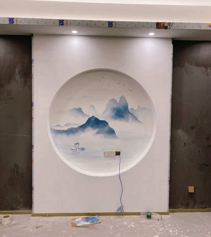辛苦几天给亲戚画的墙画，最后只给颜料钱 ！！！ 