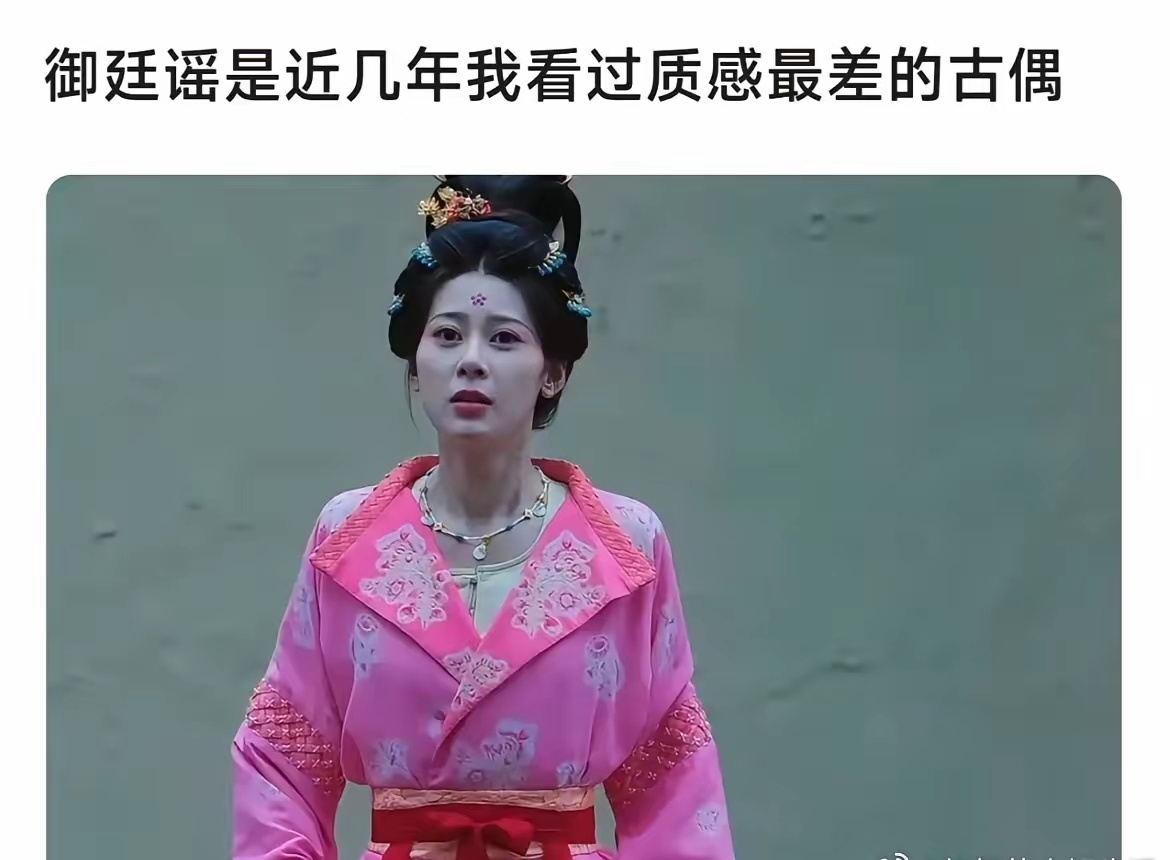 好想知道御廷谣的服化道和制作方是谁，建议各家粉丝把他们加入避雷名单