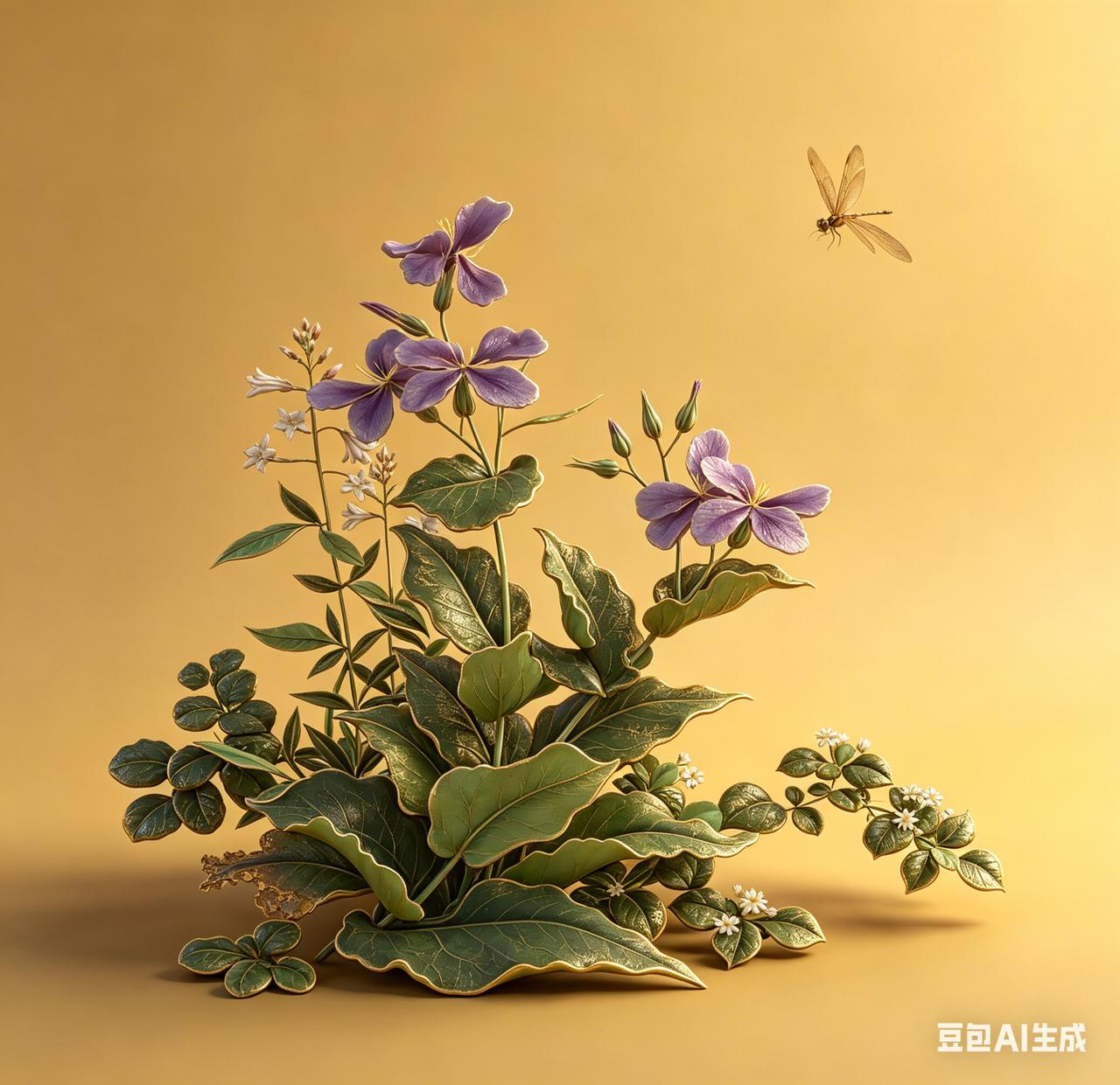 黄筌《长春花鸟册》：花卉草虫

这不是画，是把春天的边角料，做成了一个相当贵气的