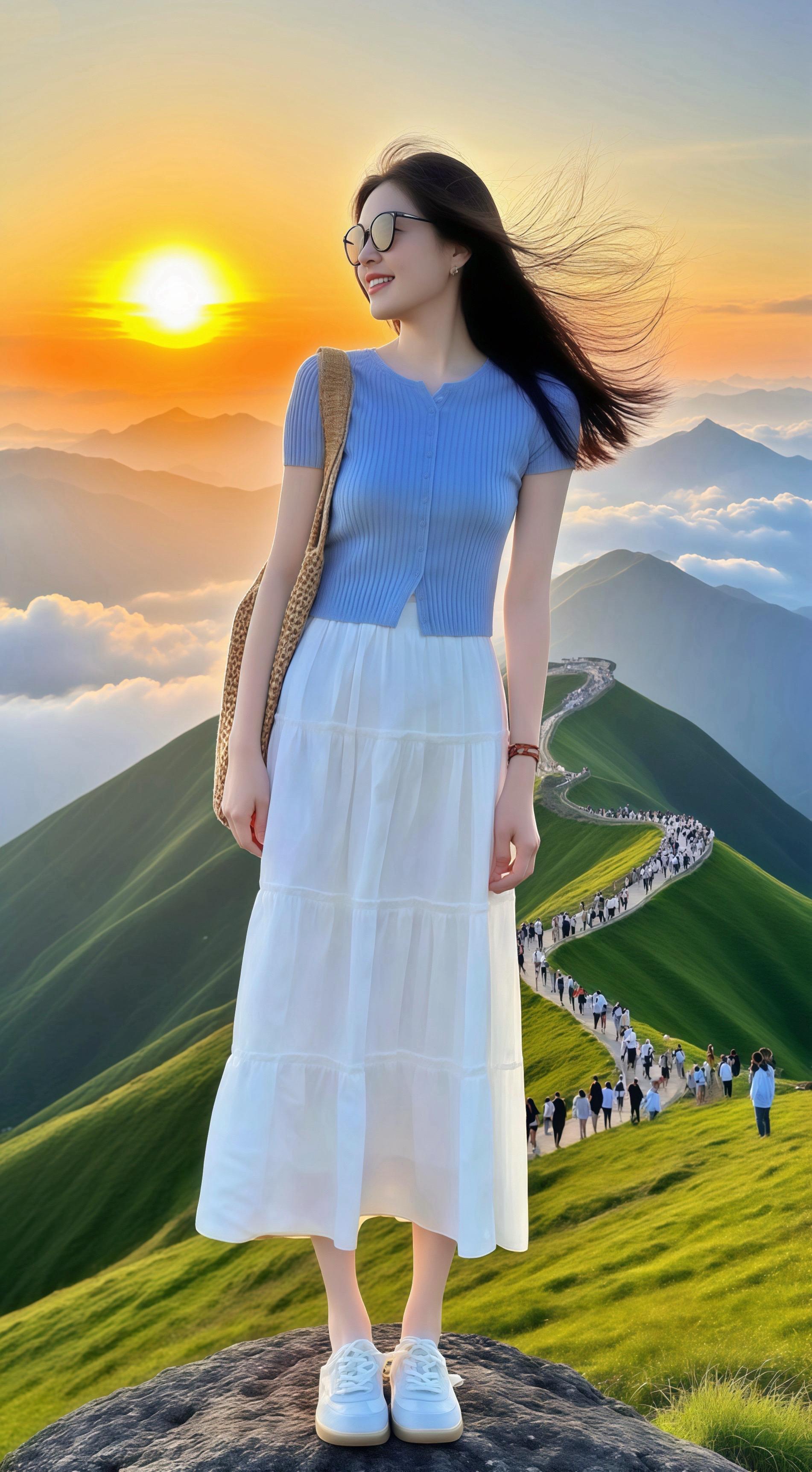 修身针织上衣。