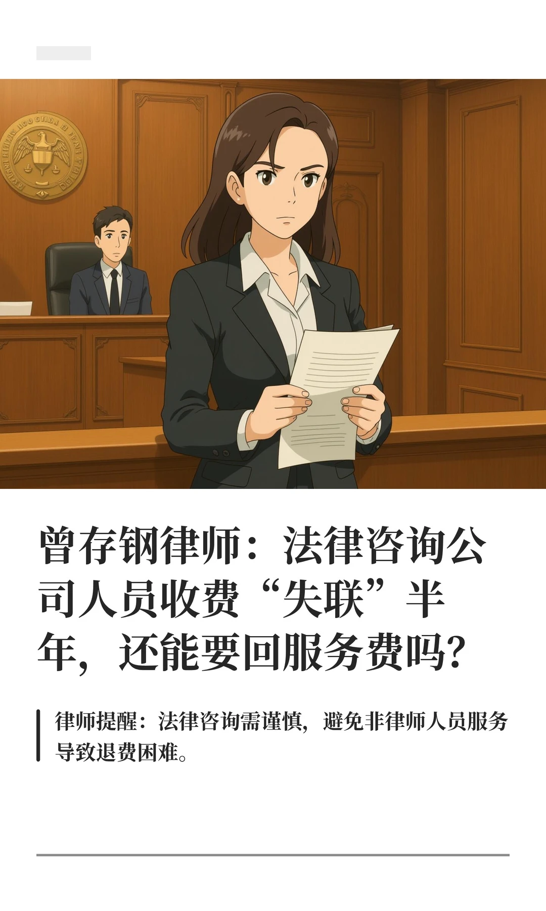 曾存钢律师：法律咨询公司人员收费“失联”