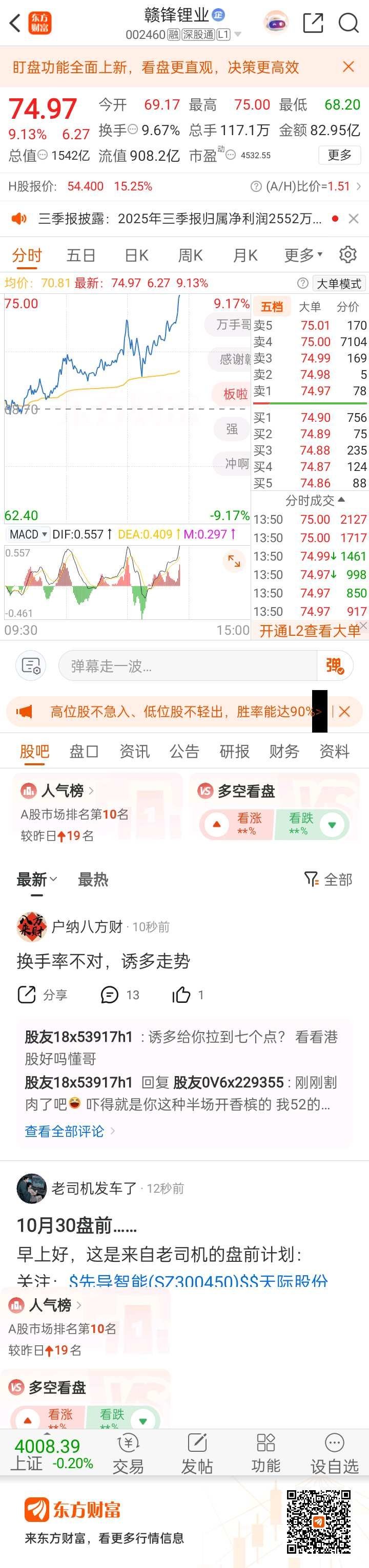东方财富赣锋，冲涨停赣锋锂业（002460）东方财富大赣锋，冲涨停[嘻嘻][嘻嘻