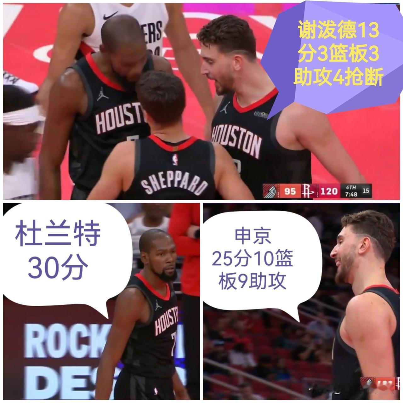 火箭140-116开拓者，取胜关键——
1、火箭队三分球投得不错。杜兰特6中3，