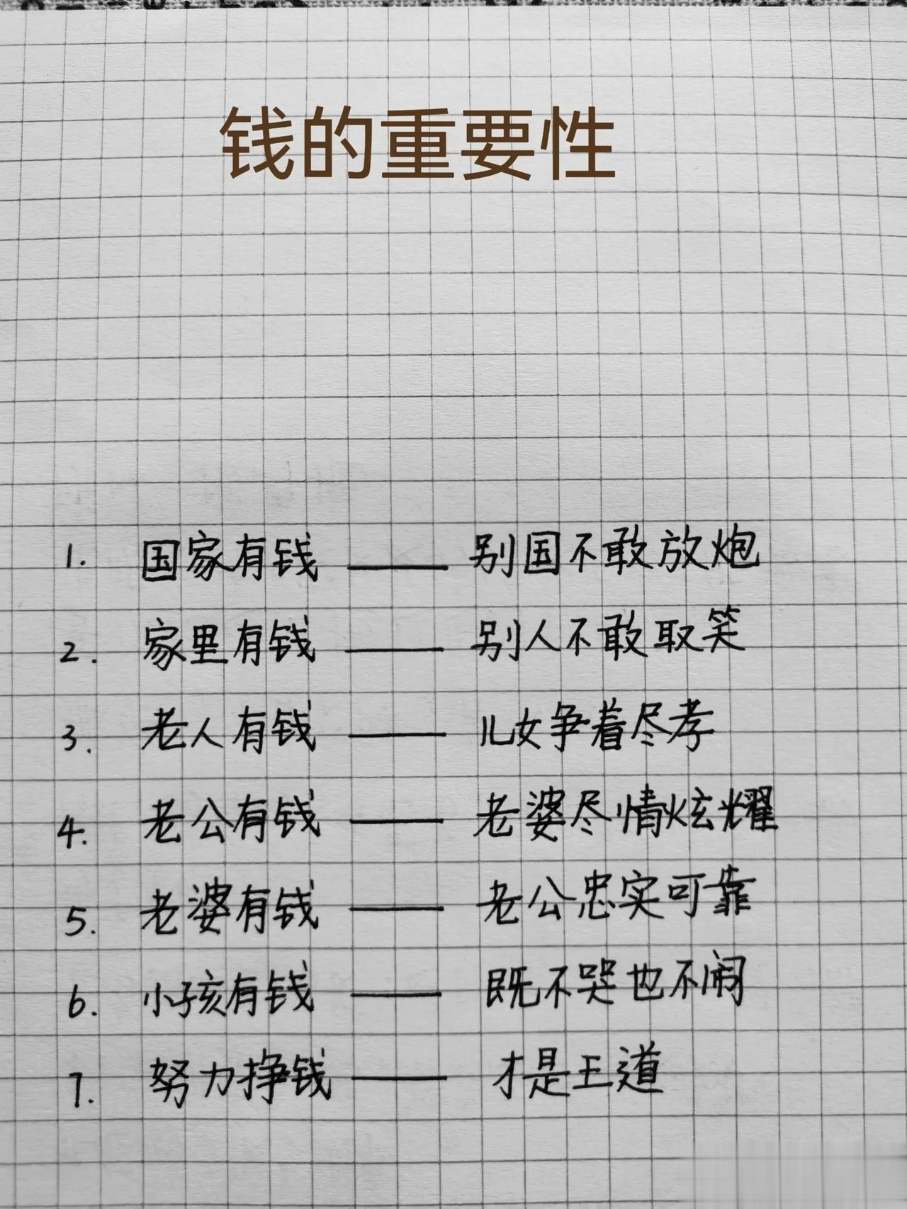 钱的重要性因个人观点和价值观而异。对一些人来说，金钱是实现目标、获得物质需求和享