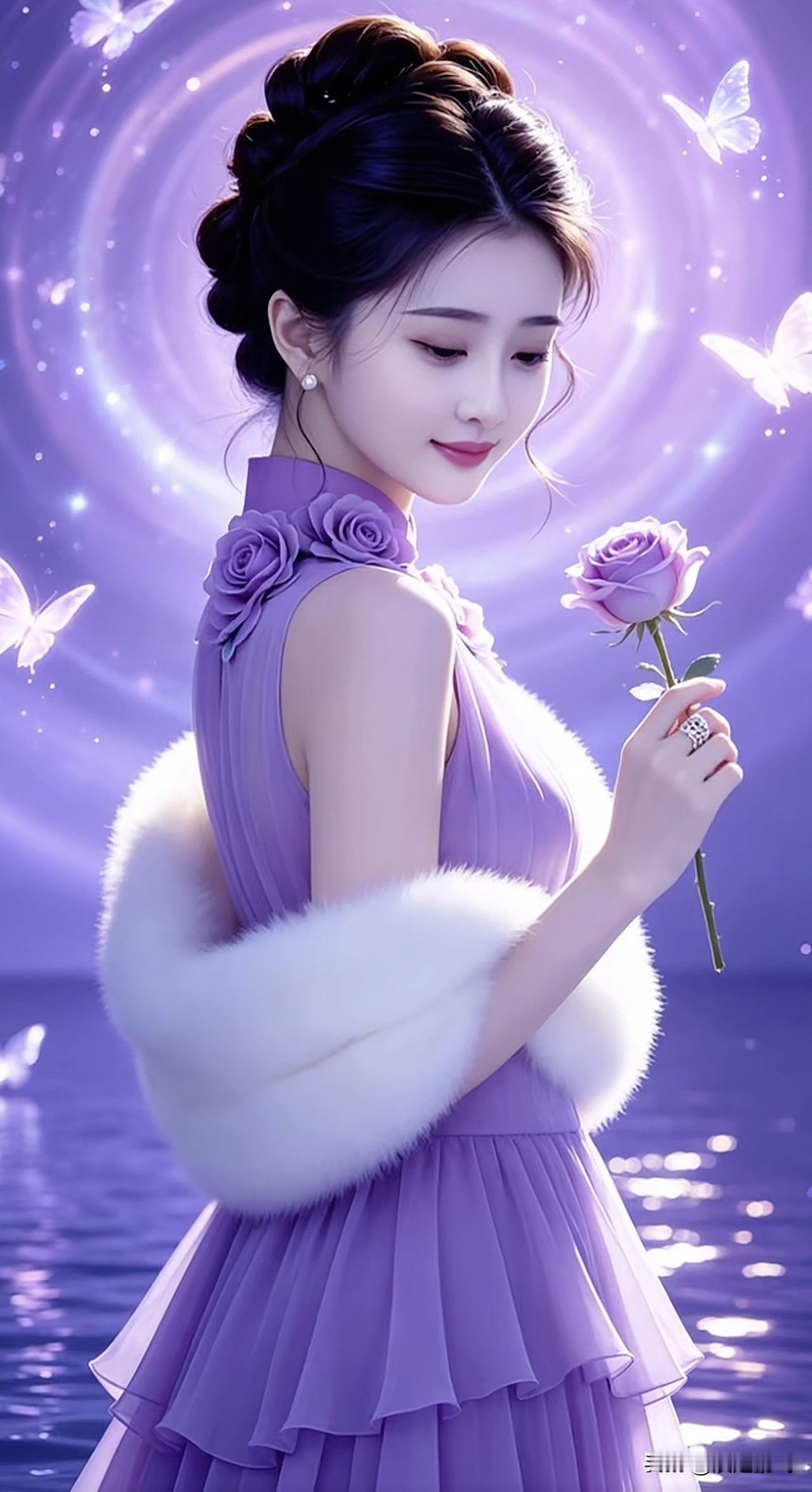 梦幻紫色仙境，优雅玫瑰公主🌹💖粉纱玫瑰公主裙 紫玫瑰长裙 梦幻玫瑰花海 紫玫