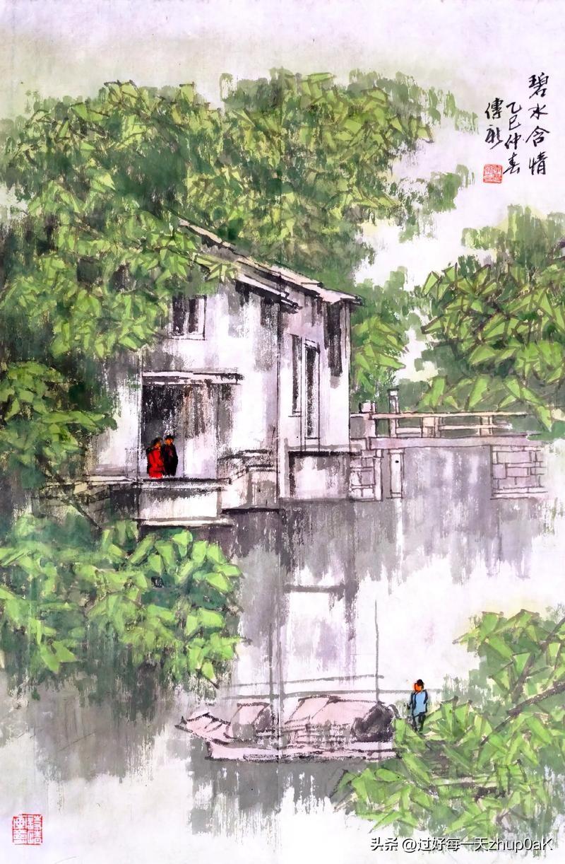 《赠丁和》
——宋·白侍郎
步入罗湖石径斜，
阴阴乔木锁烟霞。
小桥流水君须记，