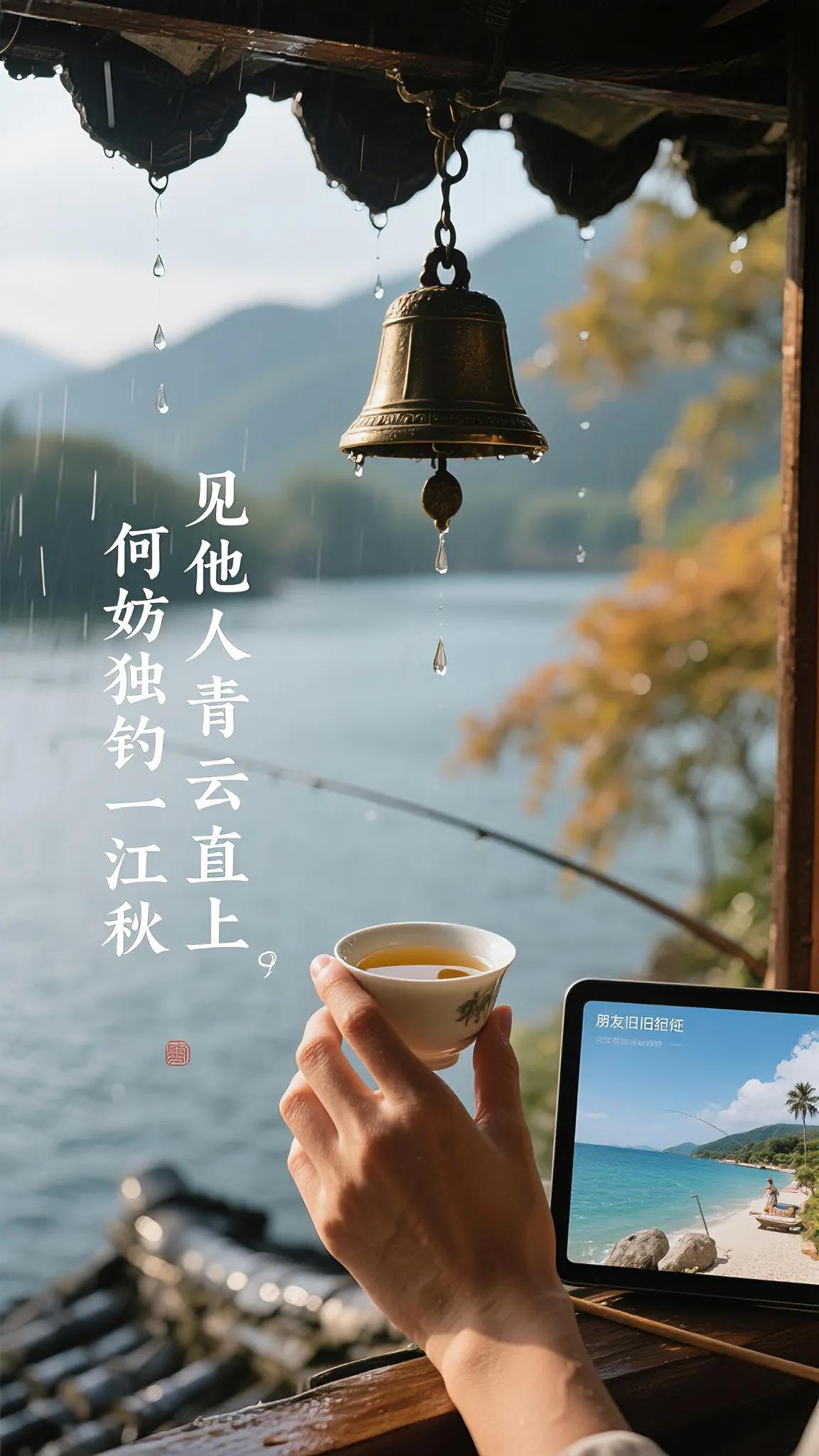 《见他人青云直上，何妨独钓一江秋》
朋友圈里翻到旧相识的海外度假照片，手指蜷缩在