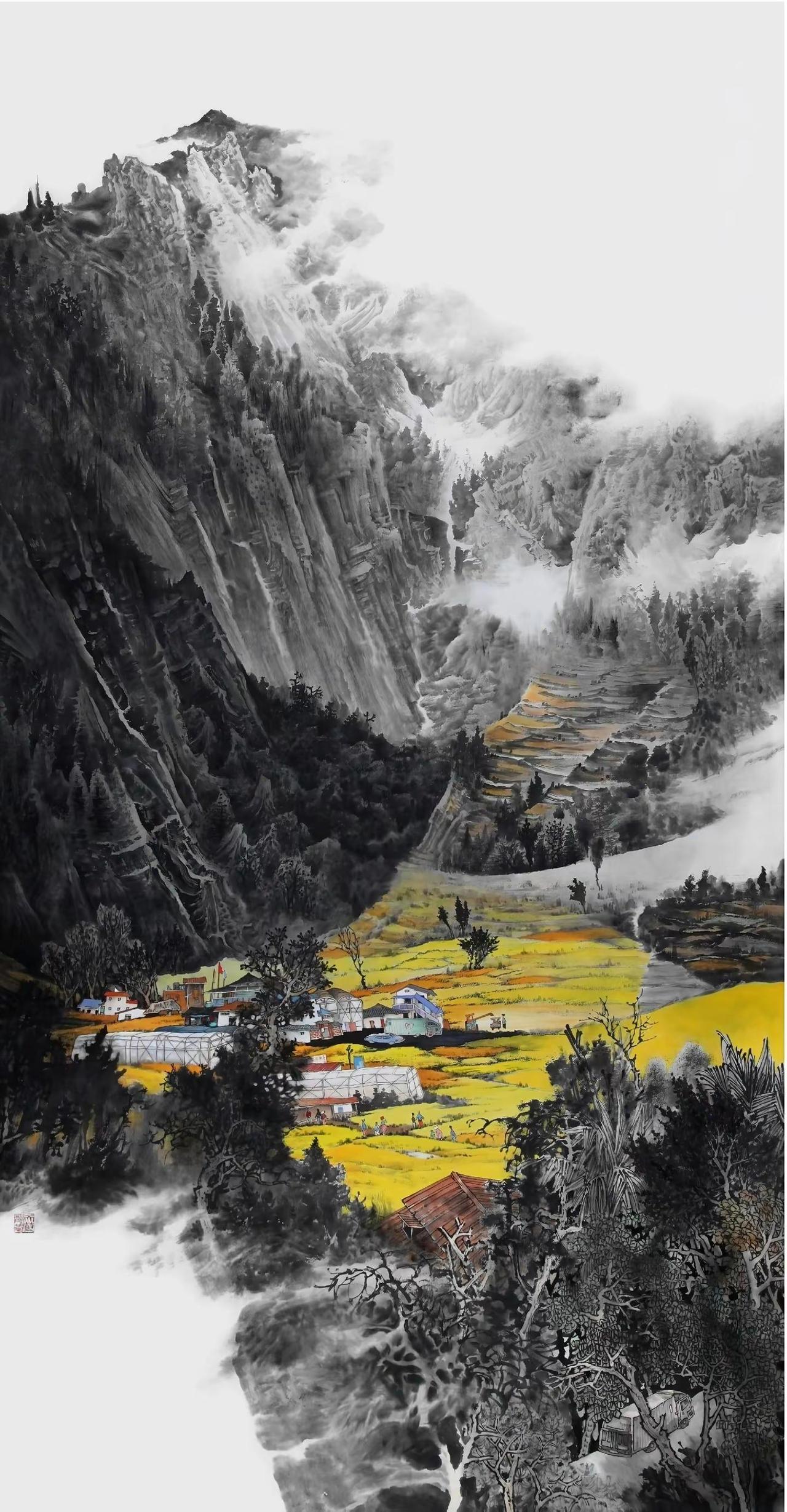 参展作品。国画山水创作者中心 创作灵感 山水成画 治愈系山水画