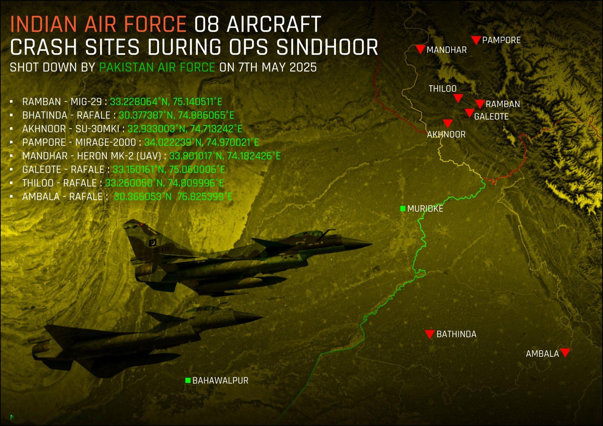 5.7空战一周年  巴基斯坦空军（PAF）击落印度空军（IAF）战机确切的坐标位