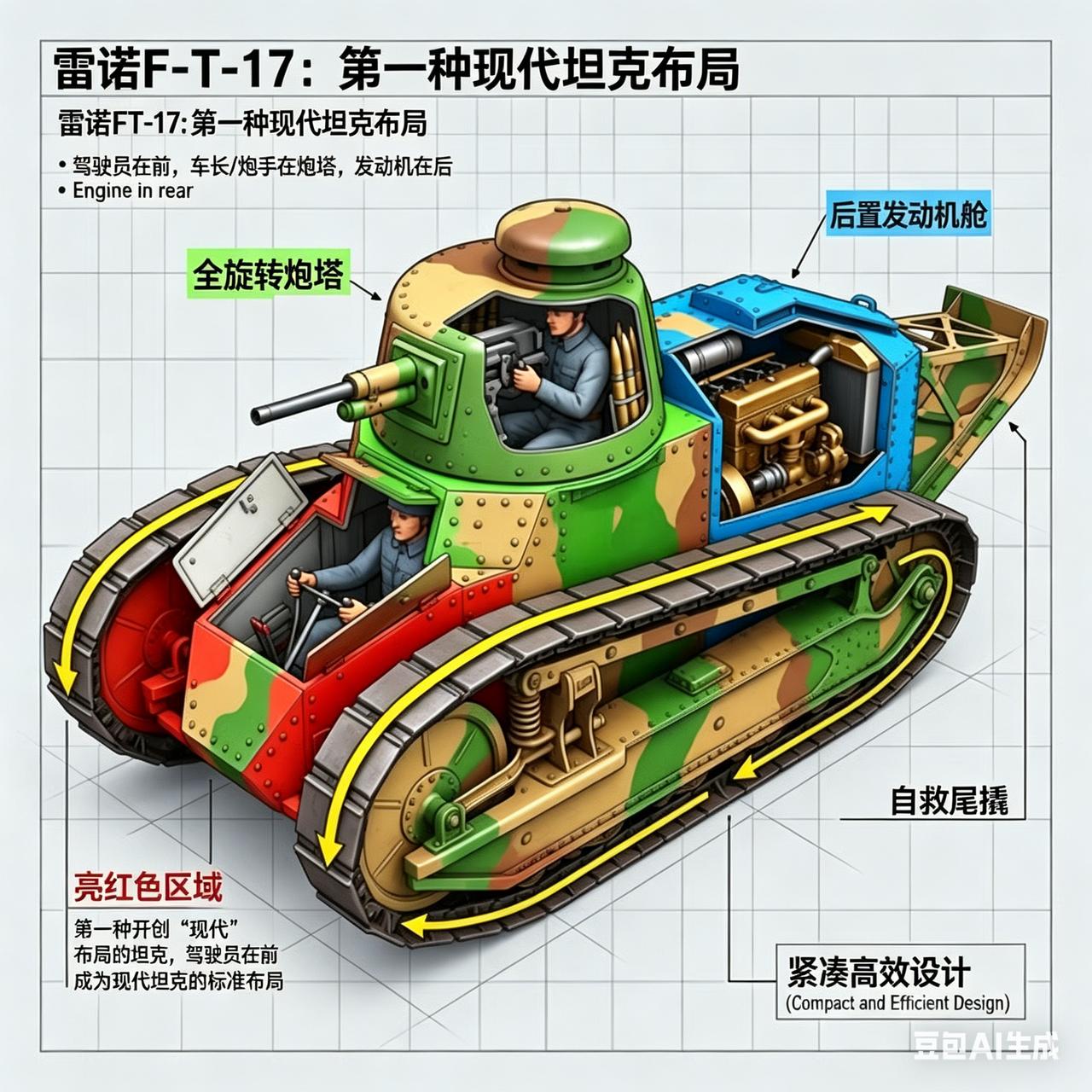 它不是最强的坦克，却是所有现代坦克的“老祖宗”——雷诺FT-17，世界上第一种采