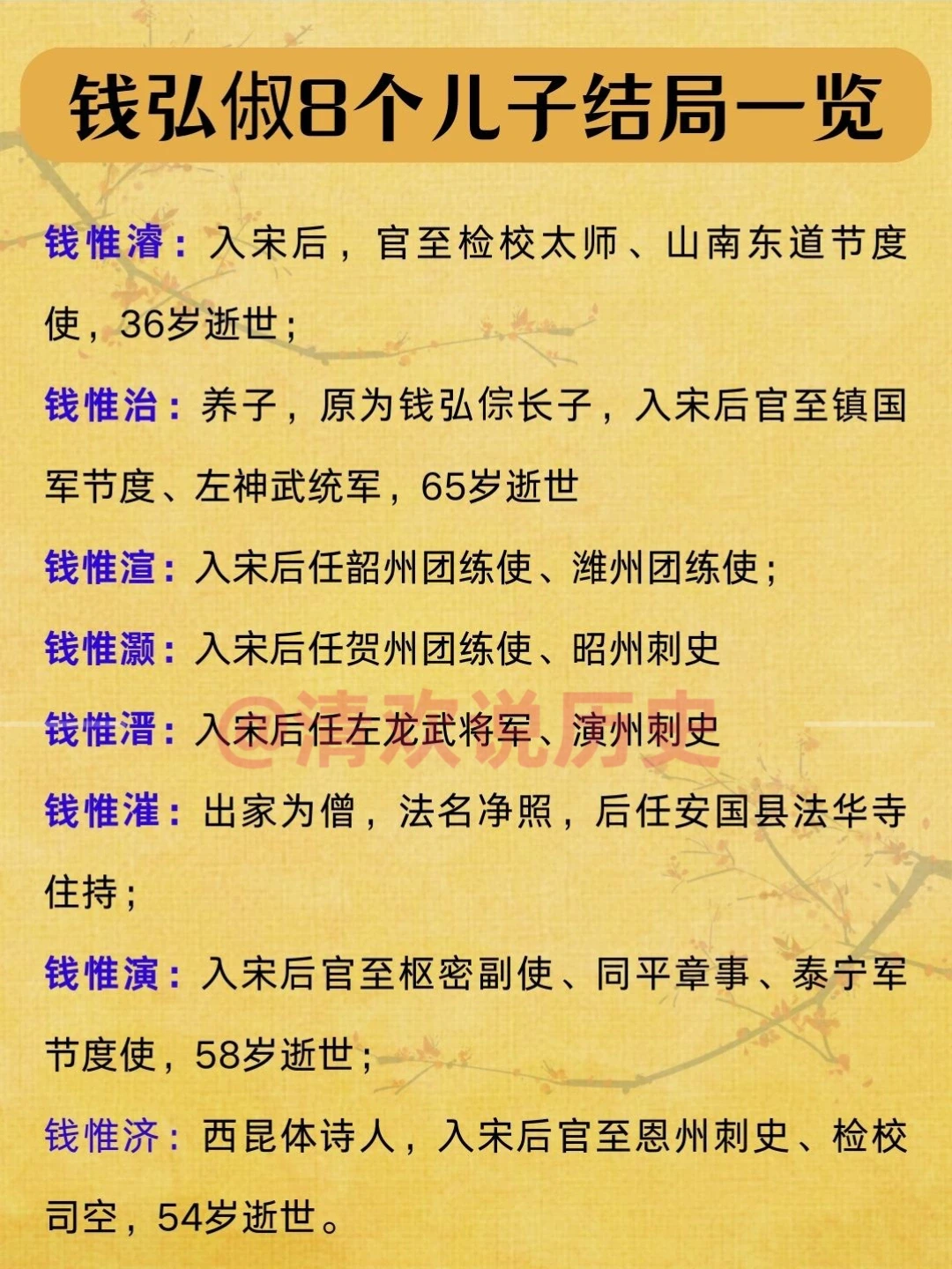 太平年中💥钱弘俶的8个儿子结局？