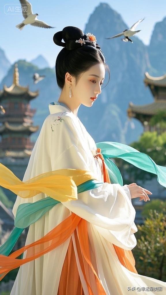 古风美人与山水相依，花间仙子，梦回古代。