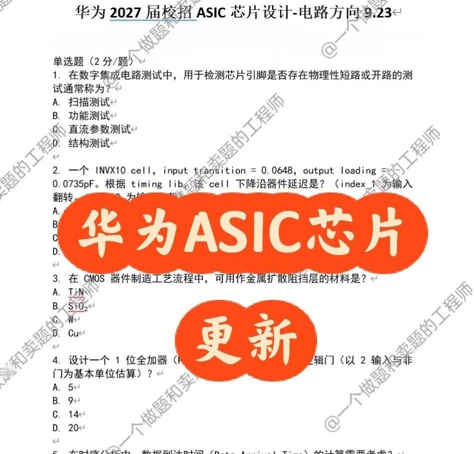 华为｜ASIC芯片设计｜电路方向更新✅
2026年9月23日ASIC芯片设计-电