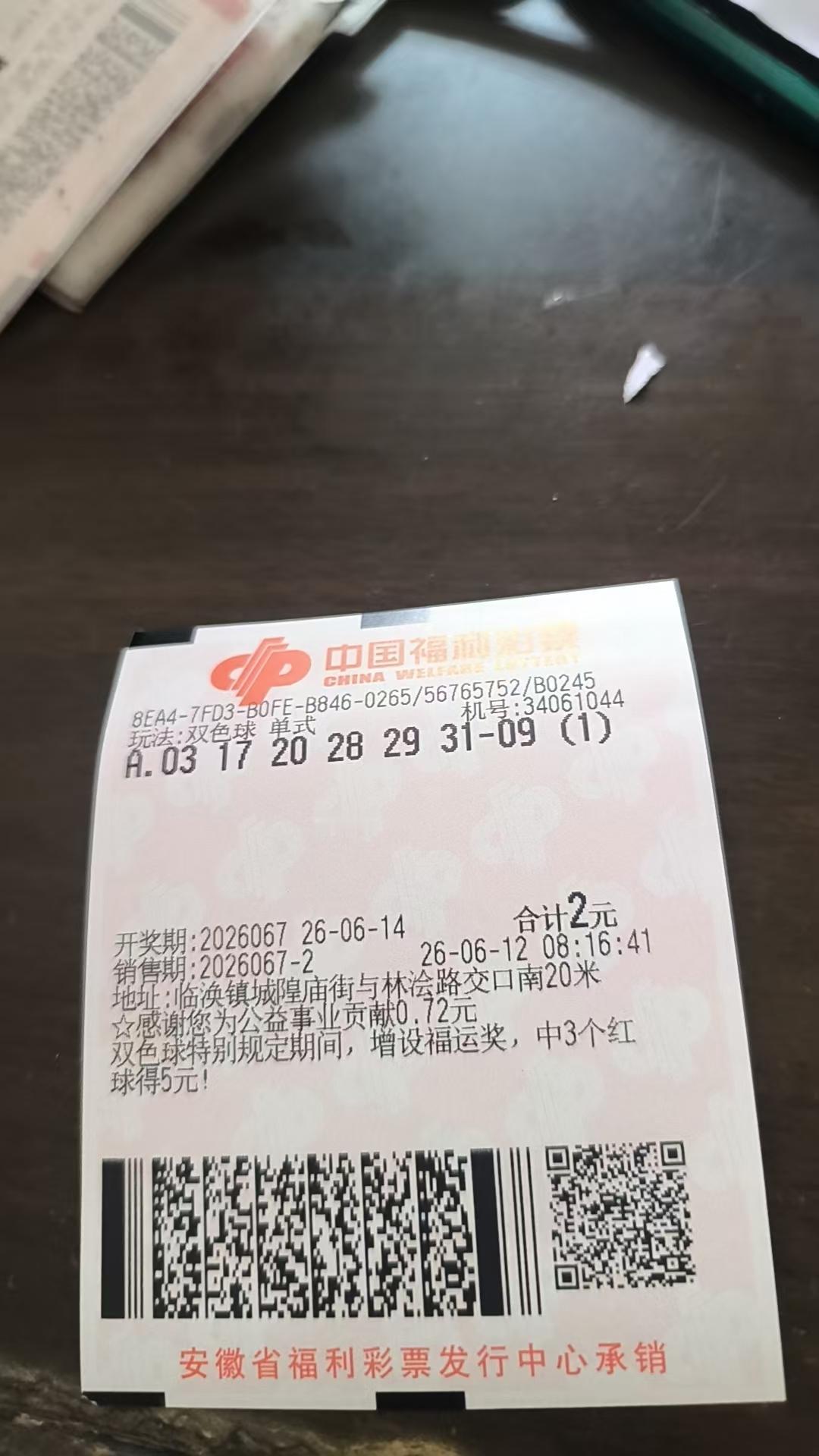 双色球实票26067期