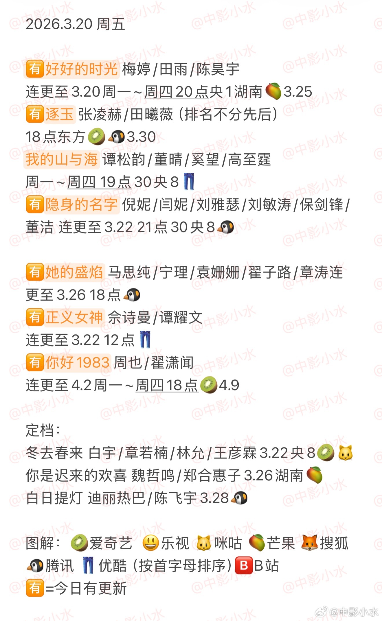 拯救剧荒 3月20日，今晚看点啥？？图1 追剧日历 图2 综艺日历  图3  已