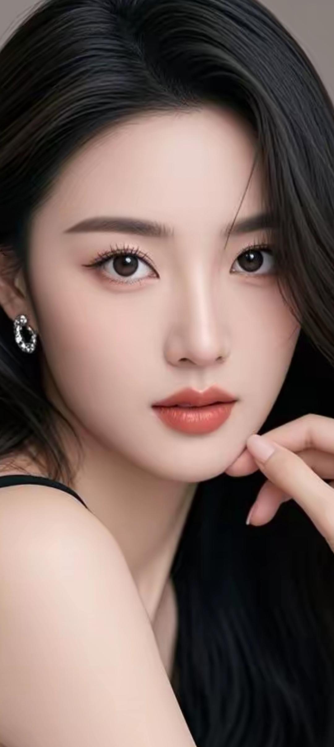 优雅黑发，精致妆容，散发迷人魅力！
