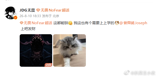 KPL无畏向吴老狗请教驯兽秘籍无畏刷到吴老狗驯兽剧情瞬间灵感迸发，主动艾特曾舜晞