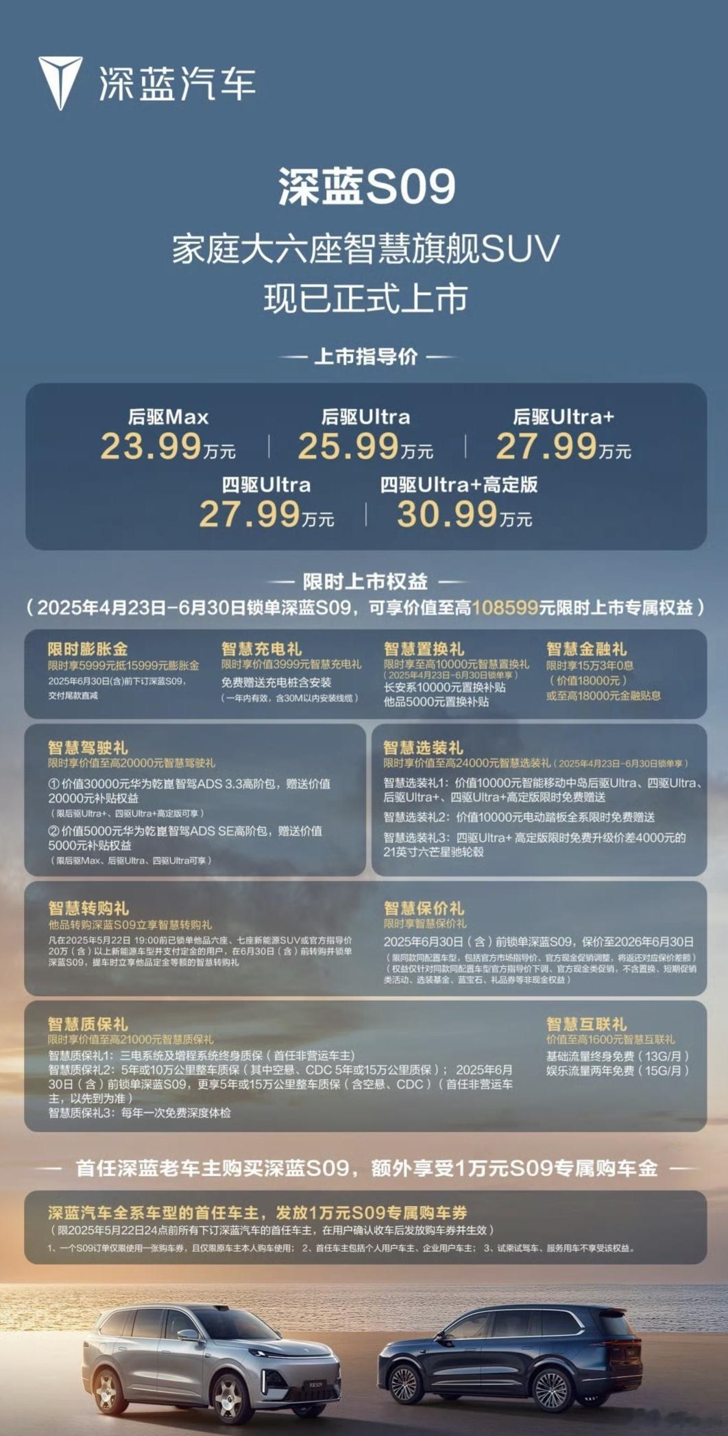 深蓝S09 这价格23.99万起，性价比挺高的，可惜被小米YU7 淹没了 ​​​